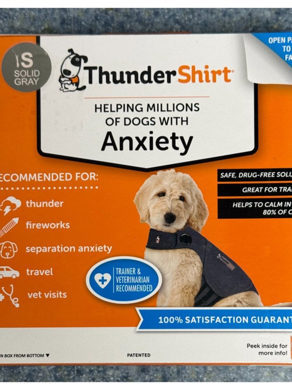 Thunder Shirt Dog Anxiety Jacket Small 15-25 POUNDS NEW NI BOX Solid Gray